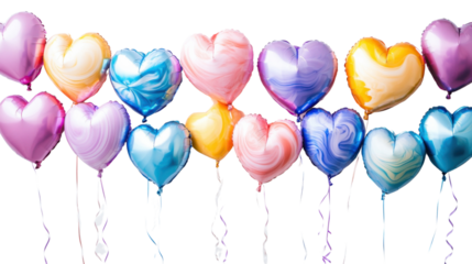 Colorful Balloon heart shape on transparent background