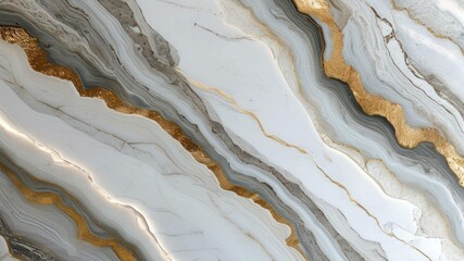 Obraz premium Elegant marble texture featuring soft gray and white tones with striking gold veins, ideal for upscale design projects