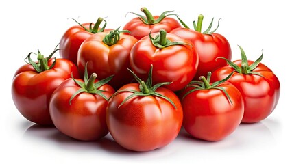 Low Light Tomato Photography: Vibrant Red Tomatoes Isolated on White Background