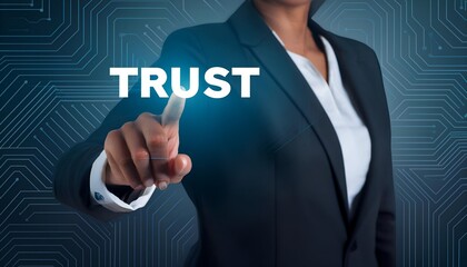 Trust customer relations reliability business concept. Pointing and pressing on virtual screen. Build trust symbol ,Business and build trust concept,trust, hand, integrity, concept