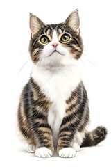 Obraz premium Adorable Tabby Cat Sitting with Curious Expression