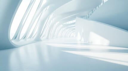 Obraz premium Sleek, modern interior with flowing lines and abundant natural light.