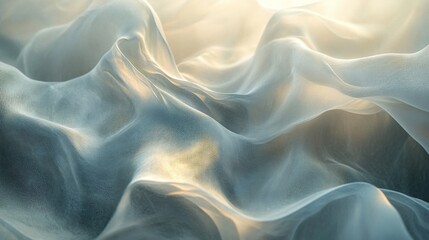 Obraz premium Light Illuminates Draped Sheer Fabric Waves