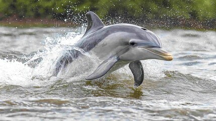 Fototapeta premium Majestic Dolphin Leaping Gracefully Through Ocean Waves