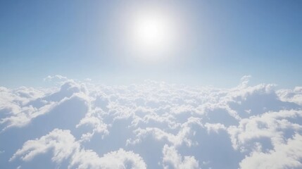 Fototapeta premium Bright Sunlight Over Soft White Clouds in Clear Blue Sky