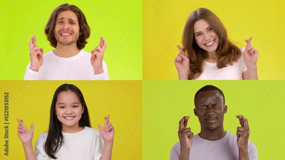 Poster a collage features a diverse group of individuals displaying a variety of emotions through gestures.