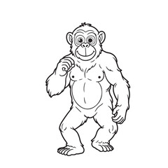 Obraz premium Chimpanzee line art vector