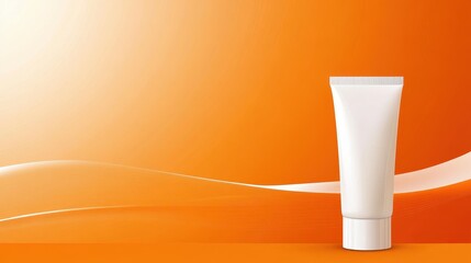 Simple White Cream Tube on an Orange Background with Smooth Curves