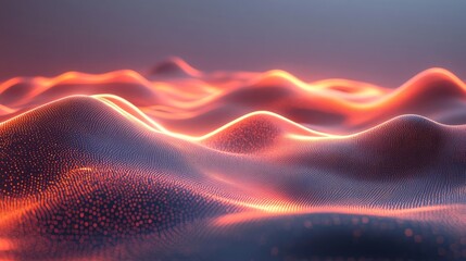 Abstract Orange Particle Wave Landscape