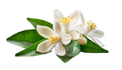 Obraz premium Elegant White Flowers with Green Leaves Arrangement