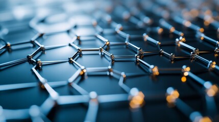 Obraz premium A close-up of a cutting-edge graphene transistor with detailed micro-level design and connections, clean and high-tech view, Futuristic style