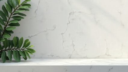 Green Plant on White Marble Surface