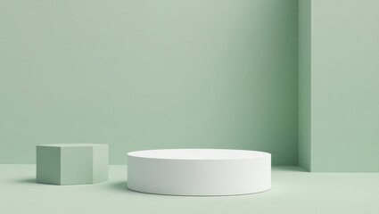 White and Green Geometric Display Platforms