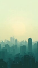 Fototapeta premium Hazy Cityscape Skyline at Dawn Urban View