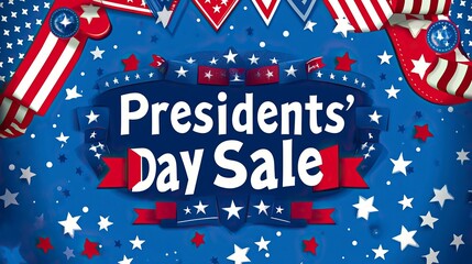 Obraz premium Patriotic Sale Silhouette with Stars and Banners, Presidents' Day