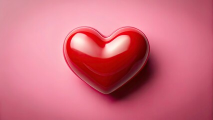 Fototapeta premium 3D Red Heart Object on Pink Background for Valentine's Day Decor, Romantic Food Photography, Love Symbols, Heart-shaped Elements, Perfect for Festive Graphic Design, Sweet Treats