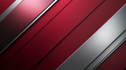 Abstract Red and Silver Metallic Diagonal Stripes