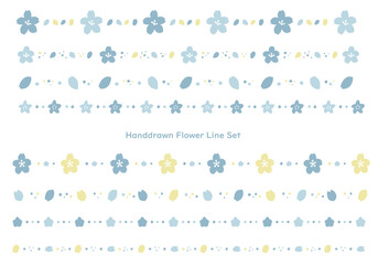 シンプルな水色の花のラインセット