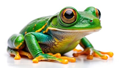 Obraz premium Barred Leaf Frog White Background Stock Photo - High Resolution Amphibian Image