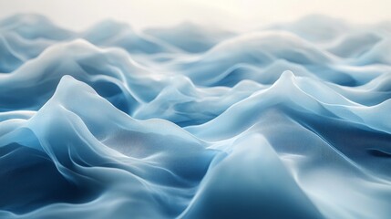 Obraz premium Abstract Blue Fabric Waves Forming a Landscape