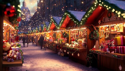 Chrismas market decorated with beautiful lighting for chrismas celebration