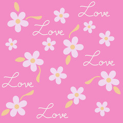 Seamless pattern of pink flowers with a floral design for a beautiful spring and summer backdrop