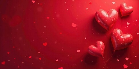 Obraz premium Subtle white hearts scattered on a deep crimson backdrop, pattern, heart pattern