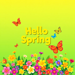 Fototapeta premium Spring Blossoms and Butterflies Welcome the Season