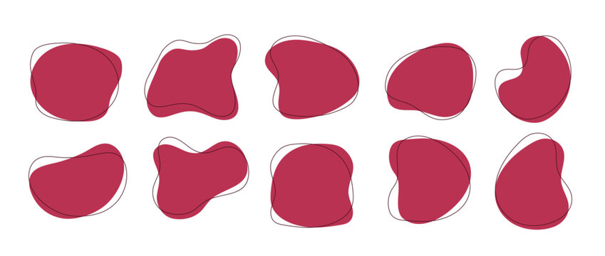 Set of Freeform or irregular blob. Simple liquid amorphous splodge. Basic stains geometric. Flat vector illustration.