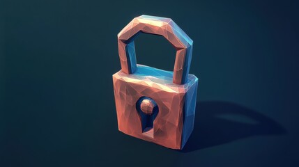 A stylized padlock with a keyhole, set against a dark background, representing security and protection.