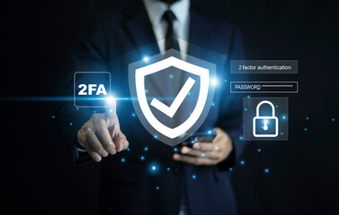 Businessman entering a one-time password for 2FA while logging into a business email account. two-factor authentication concept.