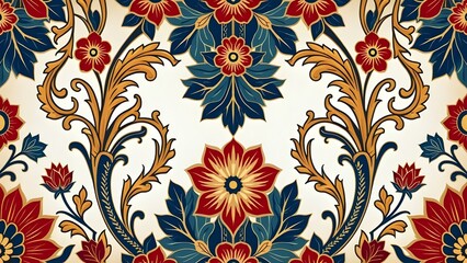Elegant Paisley and Floral Motifs A Traditional Indian Border Pattern