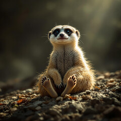 Fototapeta premium Cute meerkat animal relaxing 