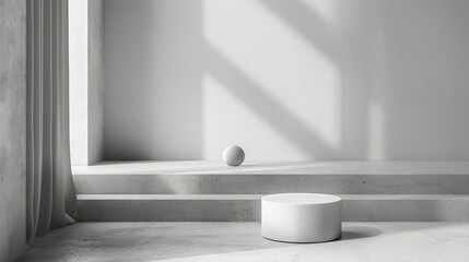 a white table and a white egg on a white floor