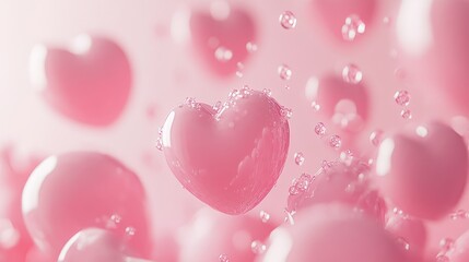 Pink hearts, bubbles, love, Valentine's, romantic, background, design, abstract, greeting card