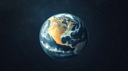 Fototapeta premium A stunning view of Earth from space, showcasing the continents and oceans, surrounded by a starry background.