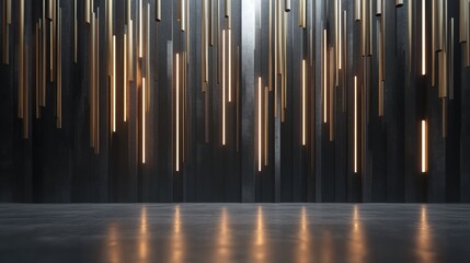 Obraz premium Abstract Modern Interior Design with Golden Lights