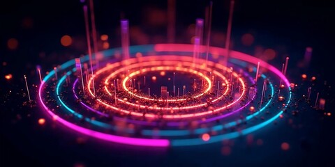 Neon Rings: Abstract Digital Art