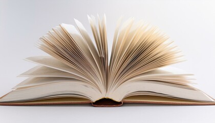 Open book, pages fanned out, soft lighting.