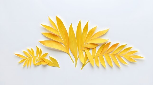 Yellow Palm Leaves Background: Tropical Foliage for Summer Design and Texture