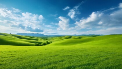 Obraz premium Serene rolling hills bathed in sunlight.