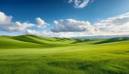 Fototapeta premium Serene rolling hills under a vibrant sky.