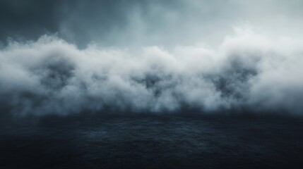 Fototapeta premium Moody atmospheric cloudscape swirls dramatically across dark horizon. AI Generated