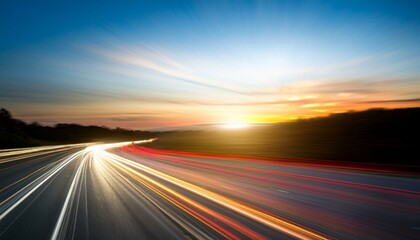 Sunset Highway Lights Streaks