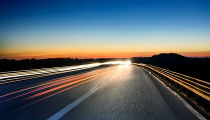 Naklejka premium Sunset highway drive, long exposure.