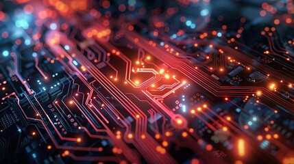 a close up of a computer circuit board with many lights