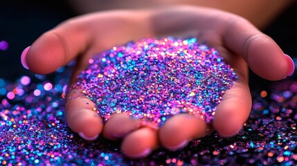 A Handful of Sparkling Glitter: Purple, Pink, and Blue Shimmer
