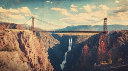 Royal Gorge Bridge Art: Retro Illustration with Scenic Charm
