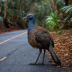 A lyrebird displaying its tail feathers in an open forest glade. A striking lyrebird mimicking forest sounds in its natural habitat.