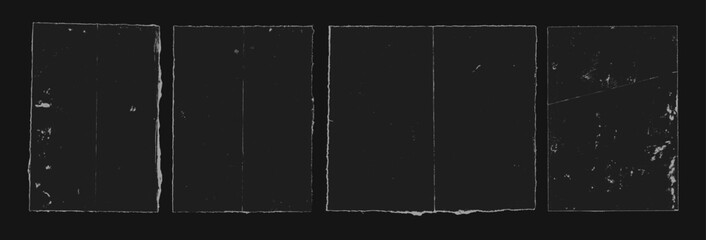 Naklejka premium Folded grunge paper overlay texture collection. Vector urban grunge poster backgrounds with folds and creases.